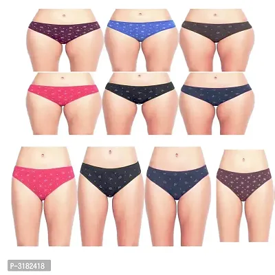 Multicoloured Printed Cotton Basic Briefs - Pack Of 10