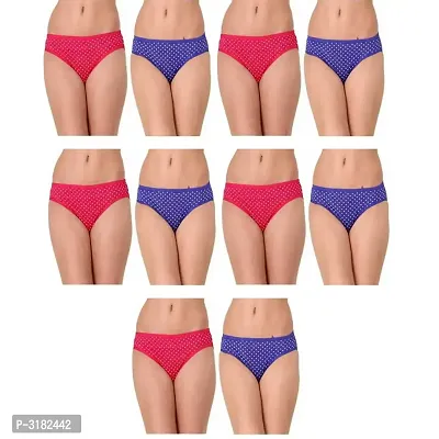 Multicoloured Printed Cotton Basic Briefs - Pack Of 10