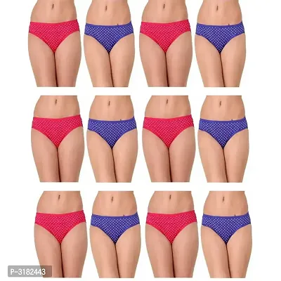Multicoloured Printed Cotton Basic Briefs - Pack Of 12