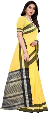 ARRA ENTERPRISE Women's Cotton 5.5 Meter Saree with jacquard Unstitched Blouse Piece [Yellow]-thumb4