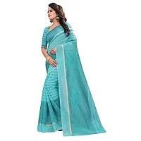 ARRA ENTERPRISE Women's Cotton 5.5 Meter Saree with jacquard Unstitched Blouse Piece {Sky Blue}-thumb1