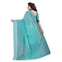 ARRA ENTERPRISE Women's Cotton 5.5 Meter Saree with jacquard Unstitched Blouse Piece {Sky Blue}-thumb3