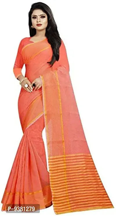 ARRA ENTERPRISE Women's Art Silk 5.5 Meter Saree with jacquard Unstitched Blouse Piece (Orange)-thumb0