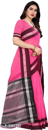 ARRA ENTERPRISE Women's Cotton 5.5 Meter Saree with jacquard Unstitched Blouse Piece [Pink]-thumb2