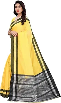 ARRA ENTERPRISE Women's Cotton 5.5 Meter Saree with jacquard Unstitched Blouse Piece [Yellow]-thumb3