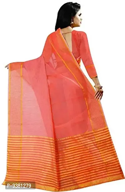 ARRA ENTERPRISE Women's Art Silk 5.5 Meter Saree with jacquard Unstitched Blouse Piece (Orange)-thumb3