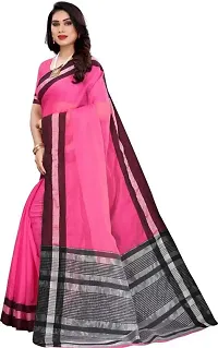 ARRA ENTERPRISE Women's Cotton 5.5 Meter Saree with jacquard Unstitched Blouse Piece [Pink]-thumb2