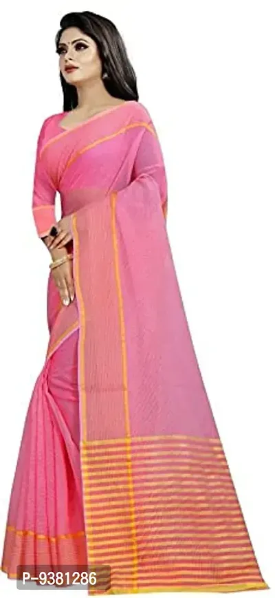 ARRA ENTERPRISE Women's Art Silk 5.5 Meter Saree with jacquard Unstitched Blouse Piece (Pink)-thumb3