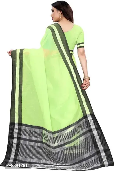 ARRA ENTERPRISE Women's Cotton 5.5 Meter Saree with jacquard Unstitched Blouse Piece [Green]-thumb5