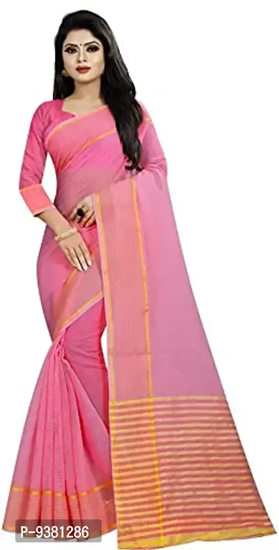 ARRA ENTERPRISE Women's Art Silk 5.5 Meter Saree with jacquard Unstitched Blouse Piece (Pink)