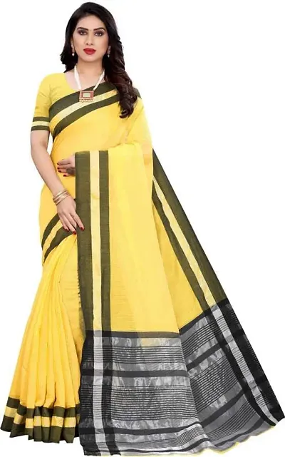 ARRA ENTERPRISE Women's Cotton 5.5 Meter Saree with jacquard Unstitched Blouse Piece.