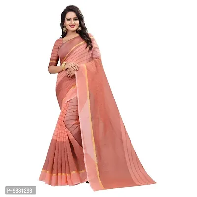 ARRA ENTERPRISE Women's Cotton 5.5 Meter Saree with jacquard Unstitched Blouse Piece {Peach}