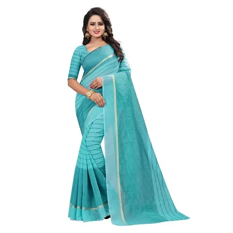 ARRA ENTERPRISE Women's Cotton 5.5 Meter Saree with jacquard Unstitched Blouse Piece,