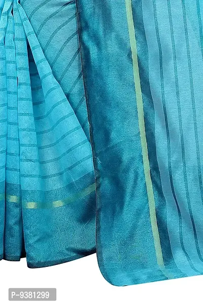 ARRA ENTERPRISE Women's Cotton 5.5 Meter Saree with jacquard Unstitched Blouse Piece {Light Blue}-thumb2