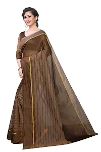 ARRA ENTERPRISE Women's Cotton 5.5 Meter Saree with jacquard Unstitched Blouse Piece {Brown}-thumb3