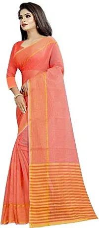 ARRA ENTERPRISE Women's Art Silk 5.5 Meter Saree with jacquard Unstitched Blouse Piece (Orange)-thumb3