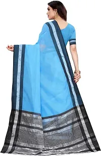 ARRA ENTERPRISE Women's Cotton 5.5 Meter Saree with jacquard Unstitched Blouse Piece [Blue]-thumb4