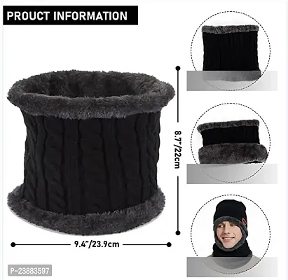 Jesal new latest winter knit thick fleece stylish fancy woolen winter cap||fox fur lining wool cap||woolen cap||winter caps||winter caps for men||hat||winter caps for women||scarf||neck scarf||scarves-thumb2