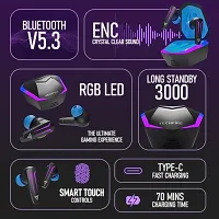 TECHFIRE Bullets Headphones- 121 with Beast Mode(40ms Low Latency),RGB LEDs  40 Hours Playback Bluetooth Headset-thumb2