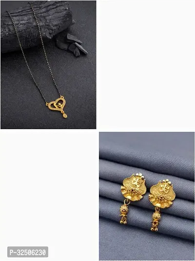 Stylish Golden Brass Jewellery Set For Women-thumb0