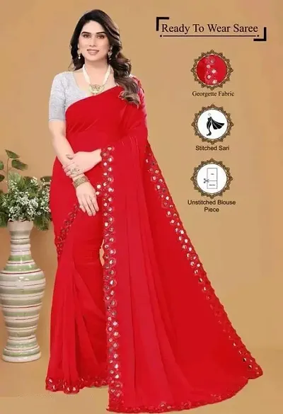 Stylish Georgette Saree With Blouse Piece For Women