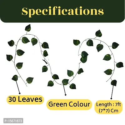 Artificial Wall Hanging Green Colour Money Plant Creeper for Decor of Home,Interior,Balcony,Office,Festival and Other Occasions (Pack of 2),60 Leaves, 7ft-thumb3