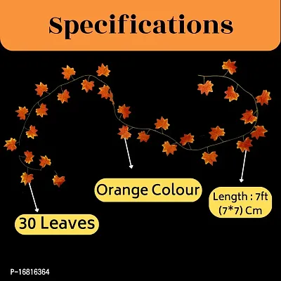 Artificial Wall Hanging Orange Colour Money Plant Creeper for Decor of Home,Interior,Balcony,Office,Festival and Other Occasions (Pack of 4),60 Leaves, 7ft-thumb2