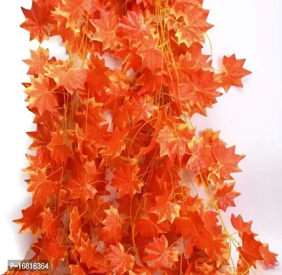 Artificial Wall Hanging Orange Colour Money Plant Creeper for Decor of Home,Interior,Balcony,Office,Festival and Other Occasions (Pack of 4),60 Leaves, 7ft