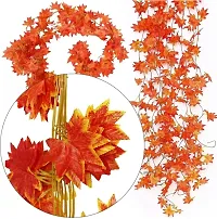 Artificial Wall Hanging Orange Colour Money Plant Creeper for Decor of Home,Interior,Balcony,Office,Festival and Other Occasions (Pack of 2),60 Leaves, 7ft-thumb1