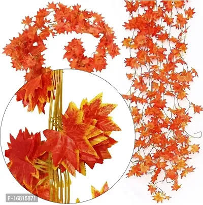 Artificial Wall Hanging Orange Colour Money Plant Creeper for Decor of Home,Interior,Balcony,Office,Festival and Other Occasions (Pack of 2),60 Leaves, 7ft-thumb2