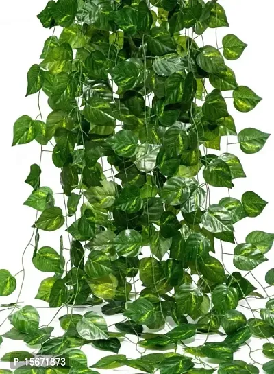Artificial Wall Hanging Green Colour Money Plant Creeper for Decor of Home,Interior,Balcony,Office,Festival and Other Occasions (Pack of 2),60 Leaves, 7ft