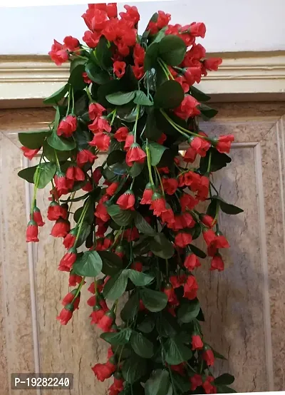 DecorHacks Artificial Fake Ivy Kali Falling Hanging Rose Flowers,Creepers,Garlands for Decor of Home,Wall,Office,Weddings Indoor  Outdoor with Stand (Red Pack of 1),34 Inch with stand-thumb0