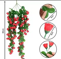 DecorHacks Artificial Fake Ivy Kali Falling Hanging Rose Flowers,Creepers,Garlands for Decor of Home,Wall,Office,Weddings Indoor  Outdoor with Stand (Red Pack of 1),34 Inch with stand-thumb1