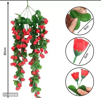 DecorHacks Artificial Fake Ivy Kali Falling Hanging Rose Flowers,Creepers,Garlands for Decor of Home,Wall,Office,Weddings Indoor  Outdoor with Stand (Red Pack of 1),34 Inch with stand-thumb2