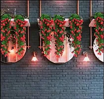 DecorHacks Artificial Fake Ivy Kali Falling Hanging Rose Flowers,Creepers,Garlands for Decor of Home,Wall,Office,Weddings Indoor  Outdoor with Stand (Red Pack of 1),34 Inch with stand-thumb2