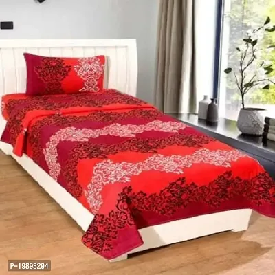 Stylish Microfiber Printed Single Bedsheet With One Pillow Cover-thumb0