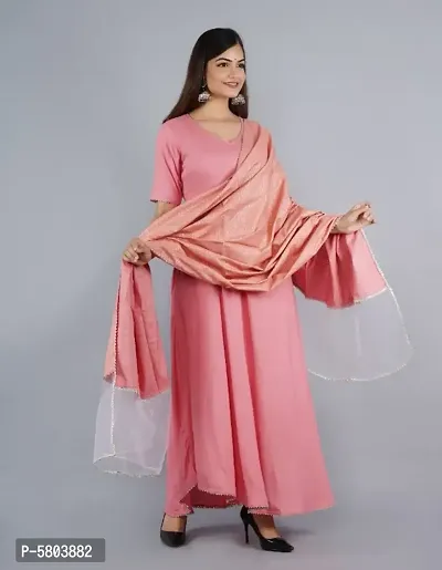 Kaynat Women's Rayon Gown For Women (Peach)-thumb2
