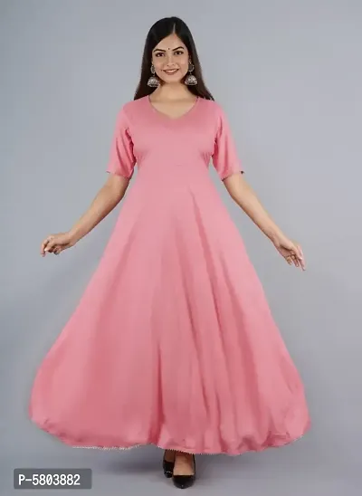 Kaynat Women's Rayon Gown For Women (Peach)-thumb5