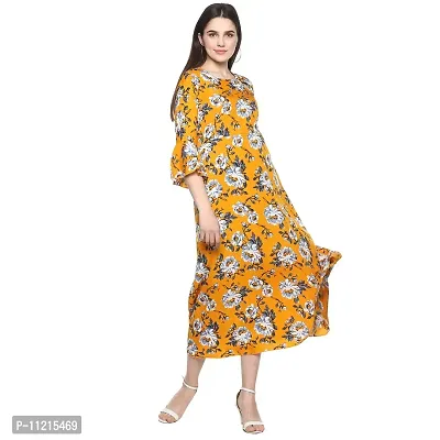 Trendy Women Beautiful Yellow Printed A-Line Crepe Kurta-thumb0