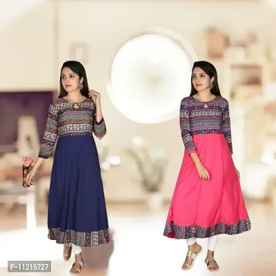 Stylish Crepe Printed Anarkali Kurtas For Women- Pack of 2-thumb0