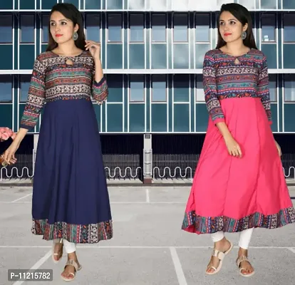 Stylish Crepe Printed Anarkali Kurta For Women- Pack of 2