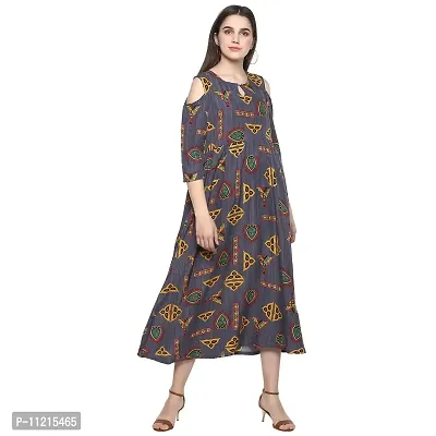 Trendy Women Beautiful Grey Printed A-Line Crepe Kurta