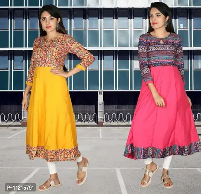 Stylish Crepe Printed Anarkali Kurta For Women- Pack of 2