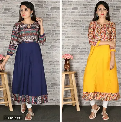 Beautiful Crepe Printed Anarkali Kurta Combo For Women Pack of 2