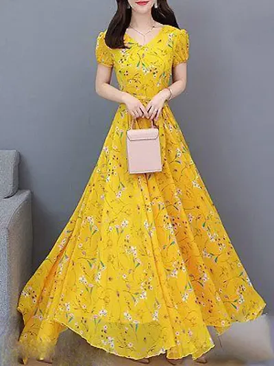 Women Stylish Printed Long Maxi Dress For Festival Season