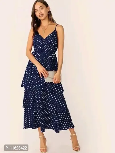 New Fashionable Designer Polka Dot Frill Dress For Women And Girls