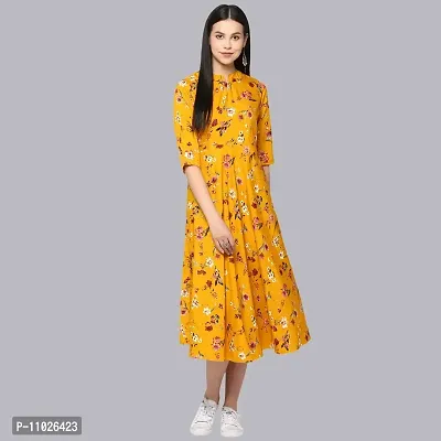 Women Crepe Floral Prints Gown Sleeve Less Key Hole Neck Dress