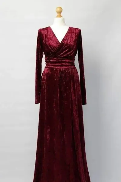 Stylish Long Velvet Dress For Women