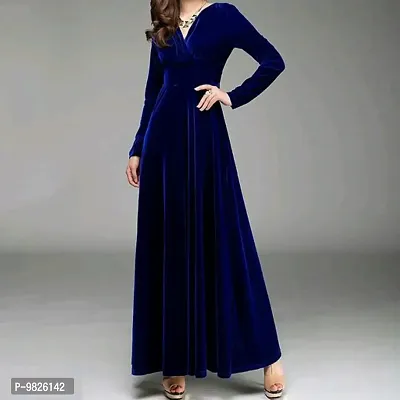 Classic Velvet Solid Dresses for Women-thumb0
