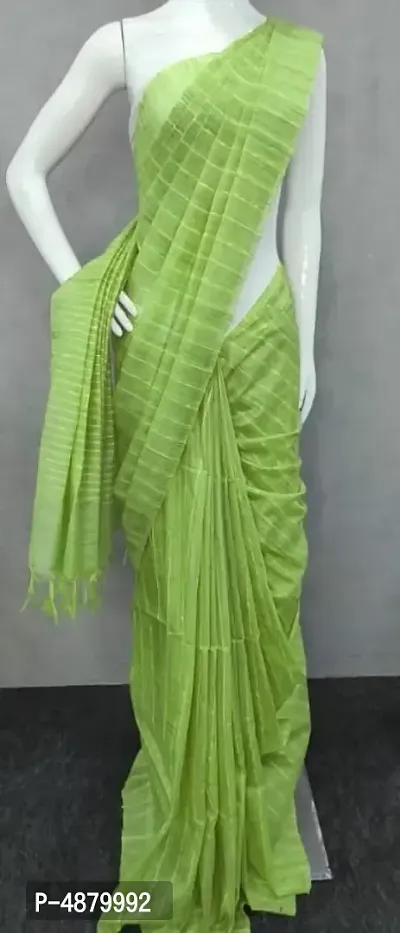 Stylish Green Khadi Kota Silk Women Saree With Blouse piece